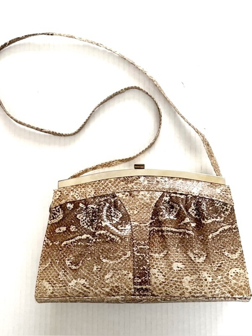 Ramos Thros Genuine Python Top Handle Bag Structured Purse Exotic Leather